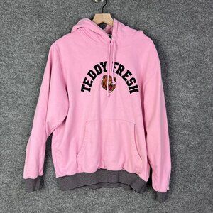 Teddy Fresh Pullover Hoodie‎ Sz XL Pink Embroidered Bear Logo Sweatshirt